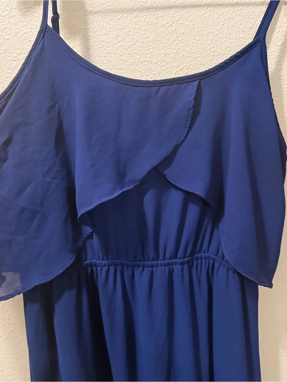 Women’s XL Xhilaration Navy Blue Spaghetti Strap Chiffon Ruffle Long Maxi Dress
